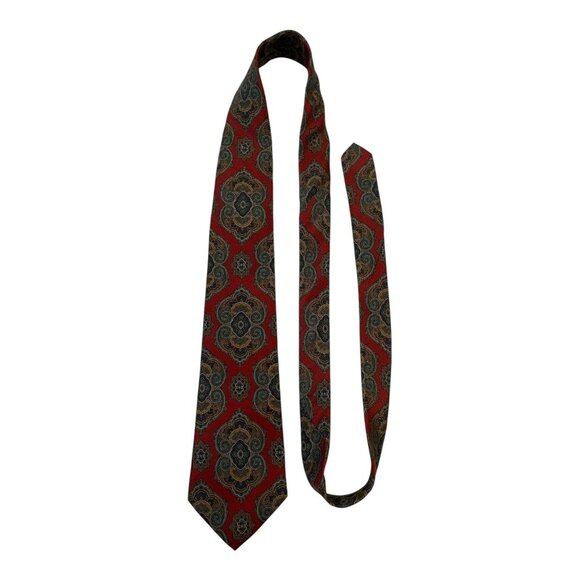 VTG Rohde Royce Paisley Silk Tie – 100% Italian Silk – Burgundy Blue Gold – 54" - Picture 1 of 5